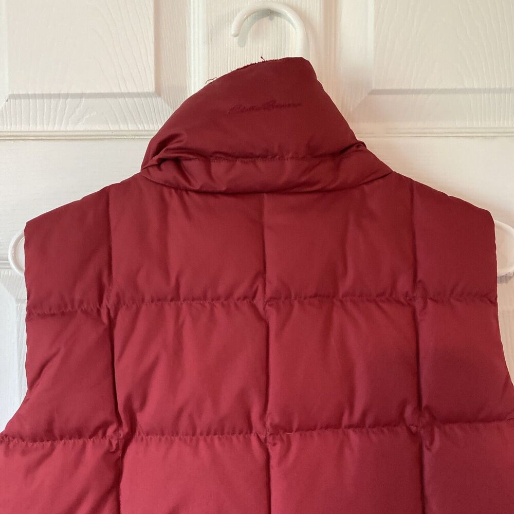 Eddie Bauer Goose Down Vest Size XS Red Zip Buttons Straps Pockets 700 Fill - Picture 8 of 12